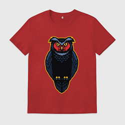 Футболка хлопковая мужская Чёрная сова, цвет: красный