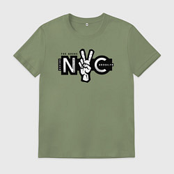 Футболка хлопковая мужская New York peace, цвет: авокадо
