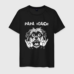 Футболка хлопковая мужская Papa Roach rock dog, цвет: черный