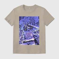 Футболка хлопковая мужская Ван-Пис Луффи улыбается, цвет: миндальный