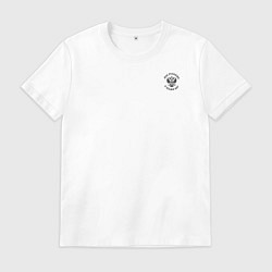 Футболка хлопковая мужская Мы русские с нами Бог Герб черный на узорном флаге, цвет: белый