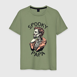 Футболка хлопковая мужская Spooky papa, цвет: авокадо