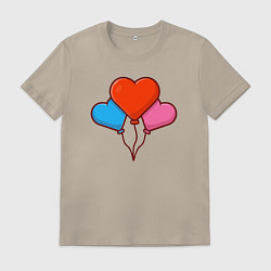 Футболка хлопковая мужская Шарики любви, цвет: миндальный