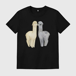 Футболка хлопковая мужская Ламы, цвет: черный