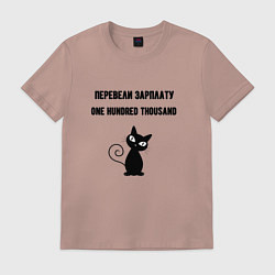 Футболка хлопковая мужская Перевели зарплату, цвет: пыльно-розовый