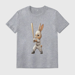 Футболка хлопковая мужская Заяц спортсмен, цвет: меланж