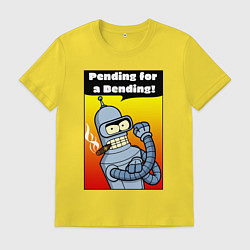 Футболка хлопковая мужская Бендер в ожидании изгиба, цвет: желтый