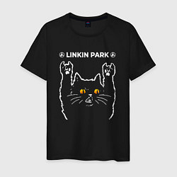 Футболка хлопковая мужская Linkin Park 2024 rock cat, цвет: черный