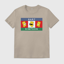 Футболка хлопковая мужская Bart Simpson дикая голова, цвет: миндальный
