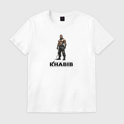 Футболка хлопковая мужская Хабиб Нурмагомедов стиль, цвет: белый