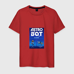 Футболка хлопковая мужская Astro bot play robot, цвет: красный