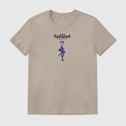 Футболка хлопковая мужская Genshin impact driver on, цвет: миндальный