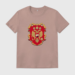 Футболка хлопковая мужская Герб Москвы символика ретро, цвет: пыльно-розовый