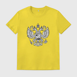 Футболка хлопковая мужская Россия герб символика, цвет: желтый