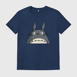 Футболка хлопковая мужская Выглядывающий тоторо, цвет: тёмно-синий
