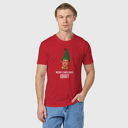 Футболка хлопковая мужская Merry Christmas idiot, цвет: красный — фото 2