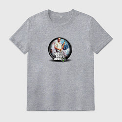 Футболка хлопковая мужская Grand Theft Auto V logo game, цвет: меланж