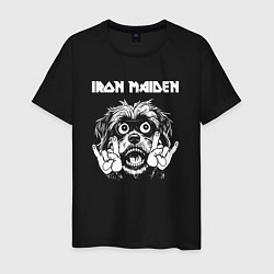 Футболка хлопковая мужская Iron Maiden rock dog, цвет: черный