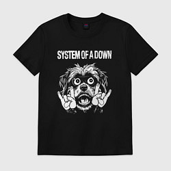 Футболка хлопковая мужская System of a Down rock dog, цвет: черный