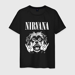 Футболка хлопковая мужская Nirvana rock dog, цвет: черный