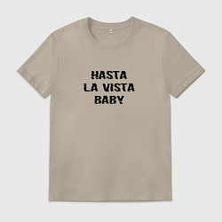 Футболка хлопковая мужская Hasta la vista, цвет: миндальный