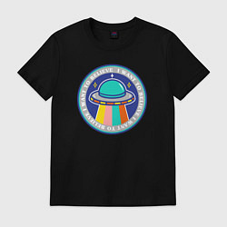 Футболка хлопковая мужская Want to believe, цвет: черный