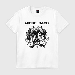 Футболка хлопковая мужская Nickelback - rock dog, цвет: белый