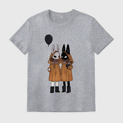 Футболка хлопковая мужская Кролики мистика, цвет: меланж