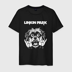 Футболка хлопковая мужская Linkin Park rock dog, цвет: черный