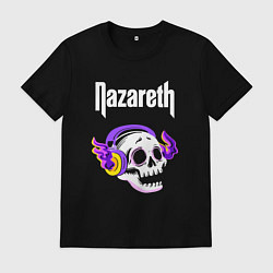 Футболка хлопковая мужская Nazareth - неоновый череп, цвет: черный