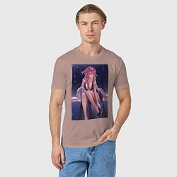 Футболка хлопковая мужская Геншин Яэ Мико, цвет: пыльно-розовый — фото 2