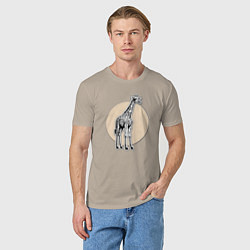 Футболка хлопковая мужская Круг жираф, цвет: миндальный — фото 2