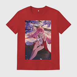 Футболка хлопковая мужская Геншин Яэ Мико Гудзи, цвет: красный