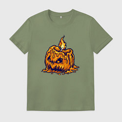 Футболка хлопковая мужская Свеча в тыкве, цвет: авокадо