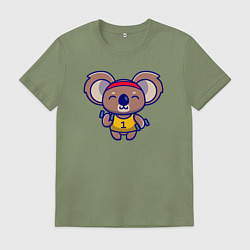 Футболка хлопковая мужская Спортивная коала, цвет: авокадо