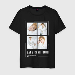 Футболка хлопковая мужская Bang chan stray kids cute, цвет: черный