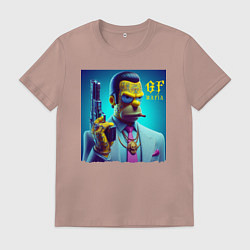 Футболка хлопковая мужская Homer Simpson - godfather of the mafia, цвет: пыльно-розовый