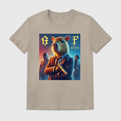 Футболка хлопковая мужская Capy godfather - the mafia is immortal, цвет: миндальный