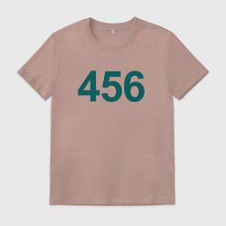 Футболка хлопковая мужская 456 - Игра в кальмара, цвет: пыльно-розовый