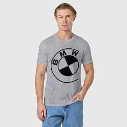 Футболка хлопковая мужская БМВ значок, цвет: меланж — фото 2