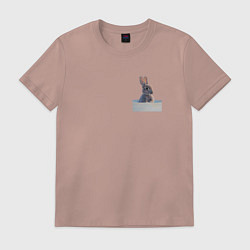 Футболка хлопковая мужская Заяц зимний в сугробе, цвет: пыльно-розовый