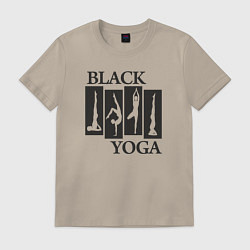 Футболка хлопковая мужская Yoga black, цвет: миндальный