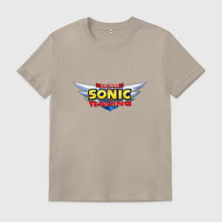 Футболка хлопковая мужская Team Sonic racing - logo, цвет: миндальный