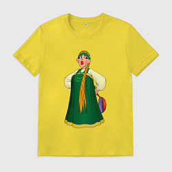 Футболка хлопковая мужская Баба, цвет: желтый