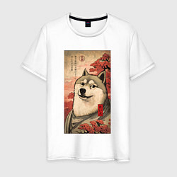 Футболка хлопковая мужская Doge meme - japan style, цвет: белый