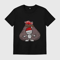 Футболка хлопковая мужская Новогодняя затея, цвет: черный