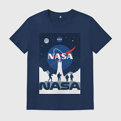 Футболка хлопковая мужская NASA открытия, цвет: тёмно-синий