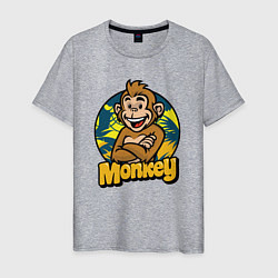 Футболка хлопковая мужская Monkey jungle, цвет: меланж