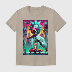 Футболка хлопковая мужская Рик подарил Морти автомобиль - нейроарт, цвет: миндальный