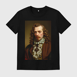 Футболка хлопковая мужская Старинный портрет, цвет: черный